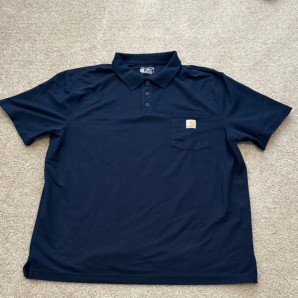 Carhartt Men's Dark Blue Polo Shirt-XL